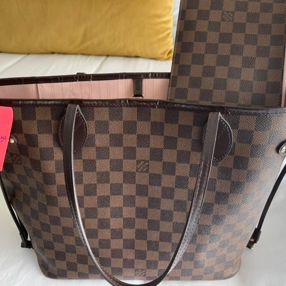 Louis Vuitton Neverful Damier Ebene DE MM with Organizer Insert Rose Ballerina